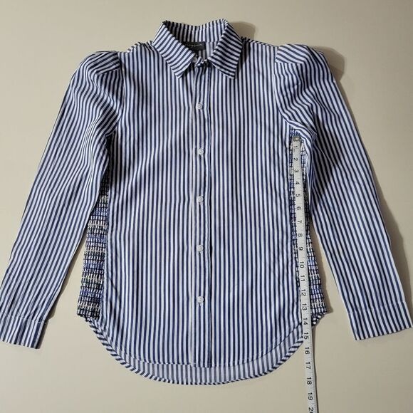Greyson Blue White Stripe Multi-color Side Smock Long Sleeve Button-Down Shirt - Picture 9 of 16